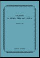 9788820729714 - Archivio di storia della cultura (1999)