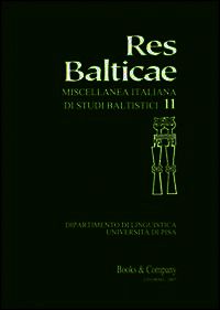 9788879971119 - Res Balticae. Miscellanea italiana di studi baltistici. Vol. 11