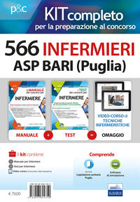 9788893624350 - Kit concorso 566 Infermieri ASP Bari (Puglia). Manuali di teoria e test commentati per tutte le prove. Con e-book. Con s